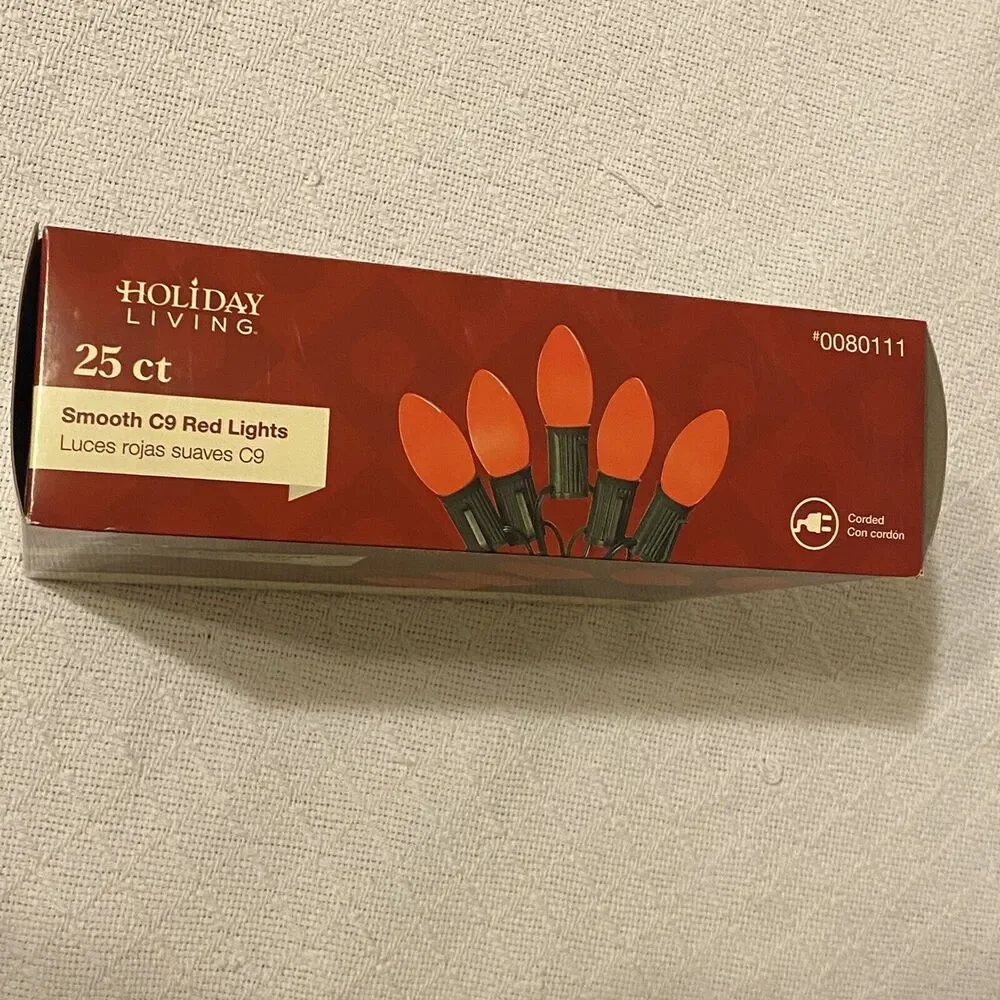 Holiday Living 25ct Ceramic Red C9 Christmas Lights Corded Indoor /Outdoor New